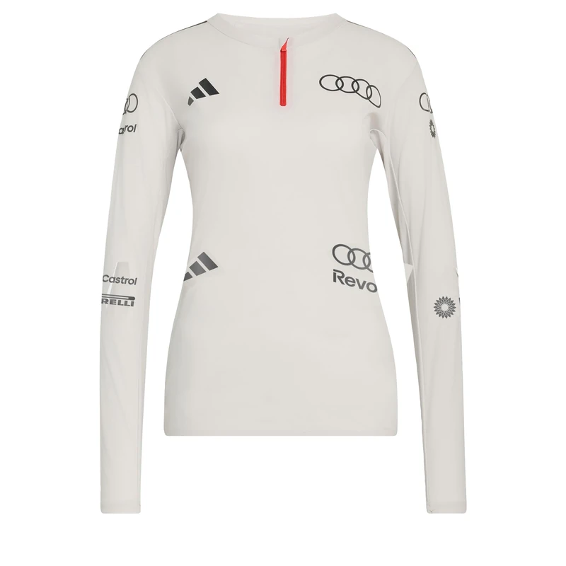 adidas Women's Audi Revolut Formula One Team 2026 Engineers & Marketing Polo Long Sleeve Shirt, Chalk Pearl/Iron met., L - Image 1