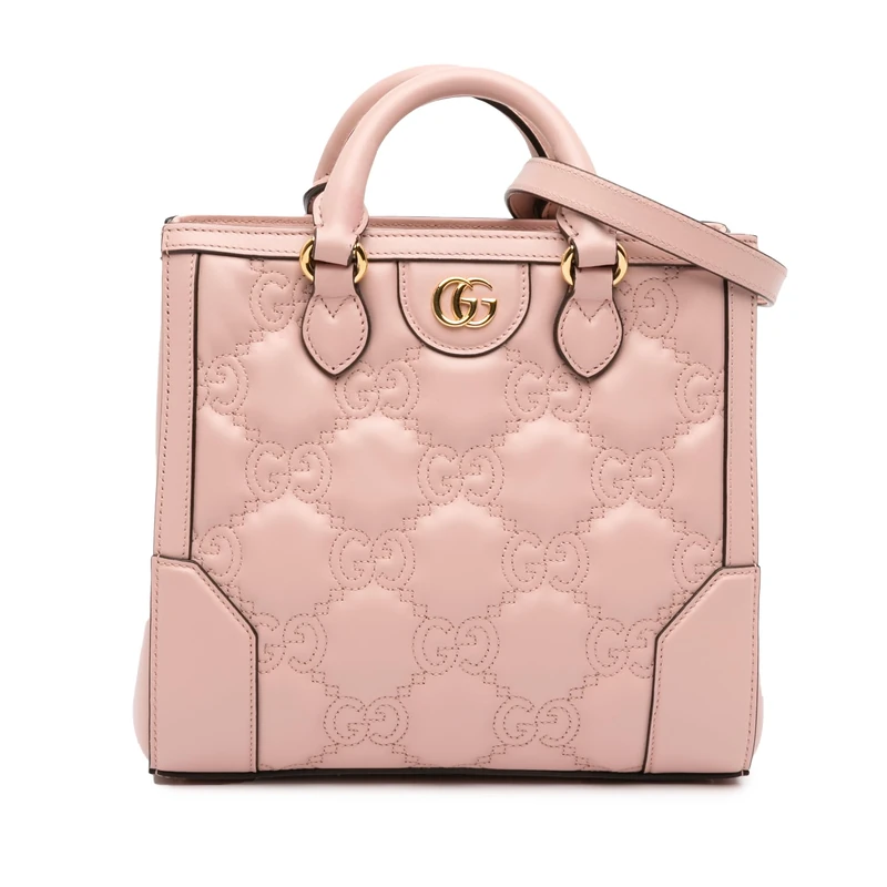 Gucci Pre-Loved Mini GG Matelasse Leather Top Handle Bag Satchel