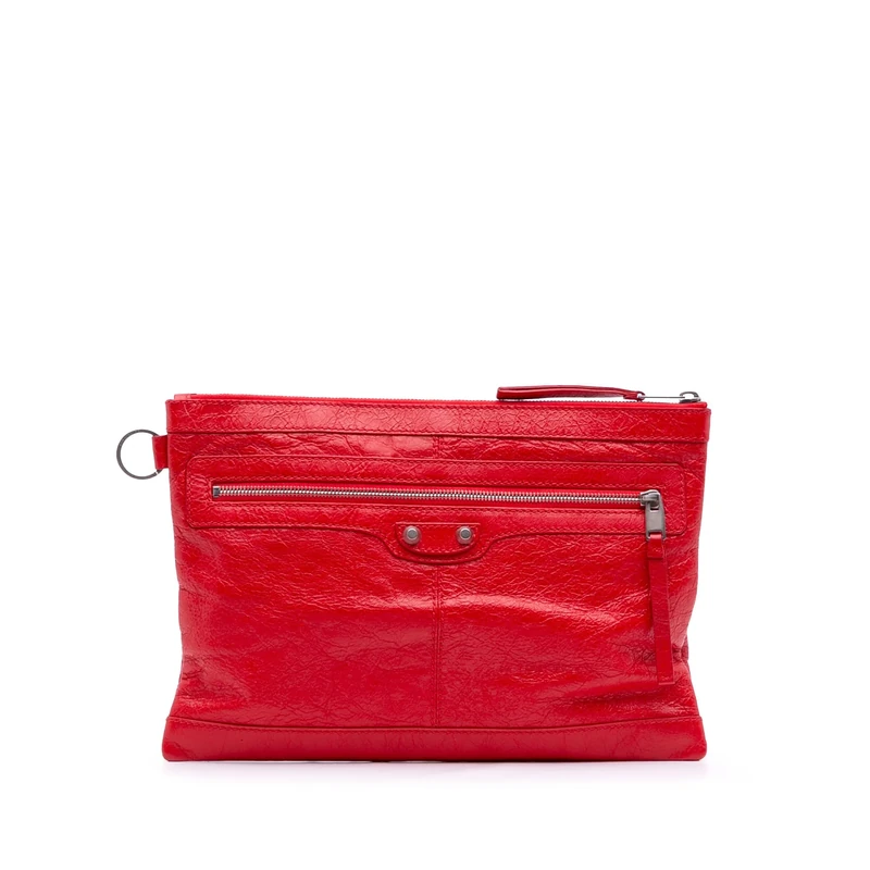 Balenciaga Pre-Loved Lambskin Motocross Classic Clip M Clutch Bag