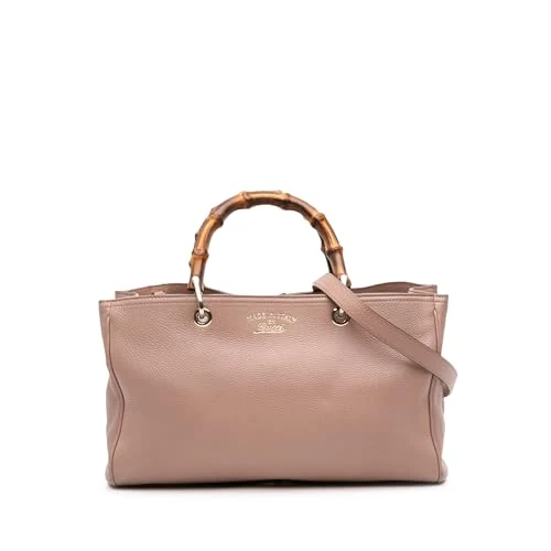 Gucci Pre-Loved Medium Calfskin Bamboo Shopper Satchel Handbag