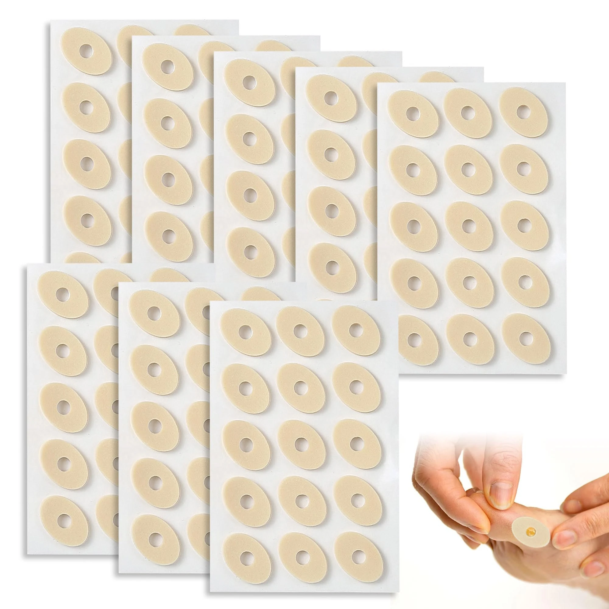 120PCS Corn Cushions Oval Soft Latex Sponge Corn Plasters for Toes Anti Friction Corn Pads Self Adhesive Callus Cushions Toe and Foot Protectors Reduce Foot and Heel Pain