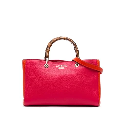 Gucci Pre-Loved Medium Bicolor Calfskin Bamboo Shopper Satchel Handbag