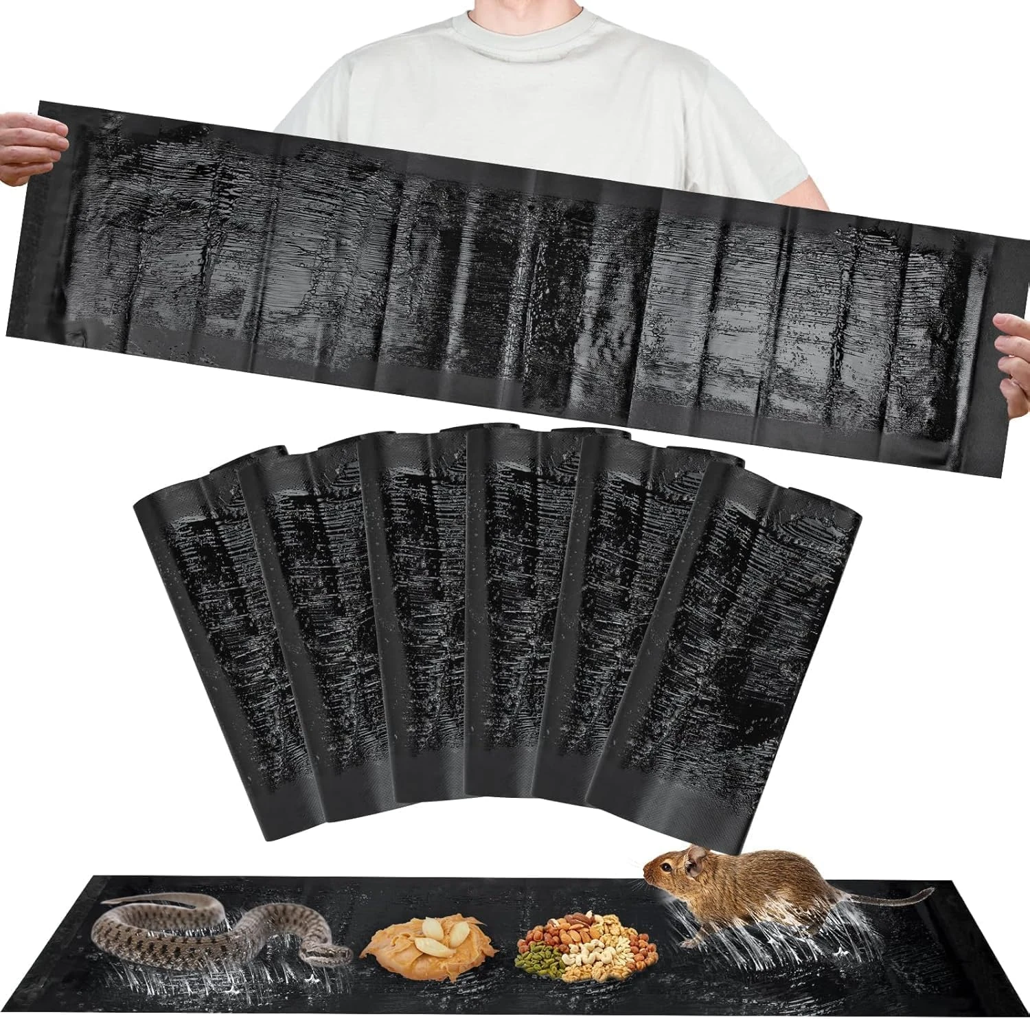 3 PCS Large Sticky Mouse Glue Trap Heavy Duty for Home Indoor Outdoor, Anti Slip Rat Snake Rodent Sticky Pads Rodent Snakes Spiders Roaches Mice Glue Board Pre Baited Mats