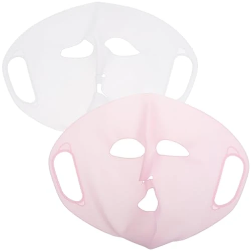 COLLBATH 2PCS Reusable Silicone Face Mask Cover Contour Design for Enhanced Skincare Absorption Soft Comfortable Material with Ear Loops Facial Mask Holder Beauty Tool for Women