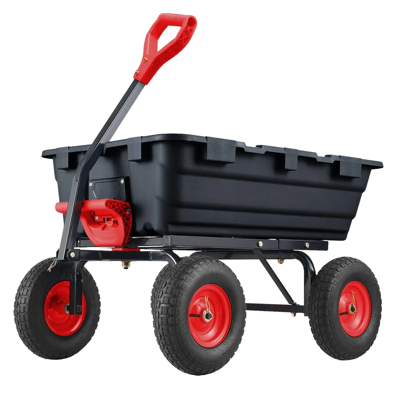 Garvee 400kg Max Load Dump Trolley, Garden Wheelbarrow 3 Large Pneumatic Wheels, Garden Trolley, Transport Trolley, Wheelbarrow - Image 1