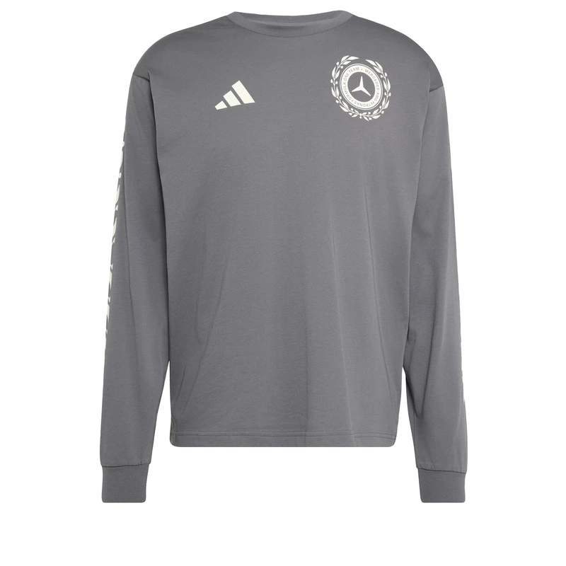 adidas Unisex Mercedes - Amg Petronas Formula 1 Team Silver Arrows Longsleeve Shirt, Granite/Off White, M
