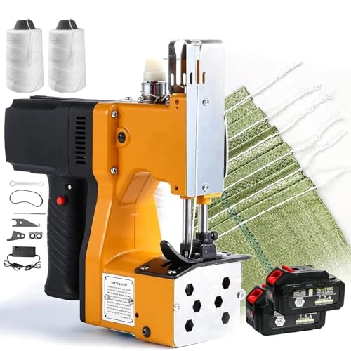 Cordless Electric Bag Closer Sewing Machine, Portable 36V Rechargeable, Includes 2 Sewing Threads for Rice, Sack, Woven, Paper, Plastic Bags