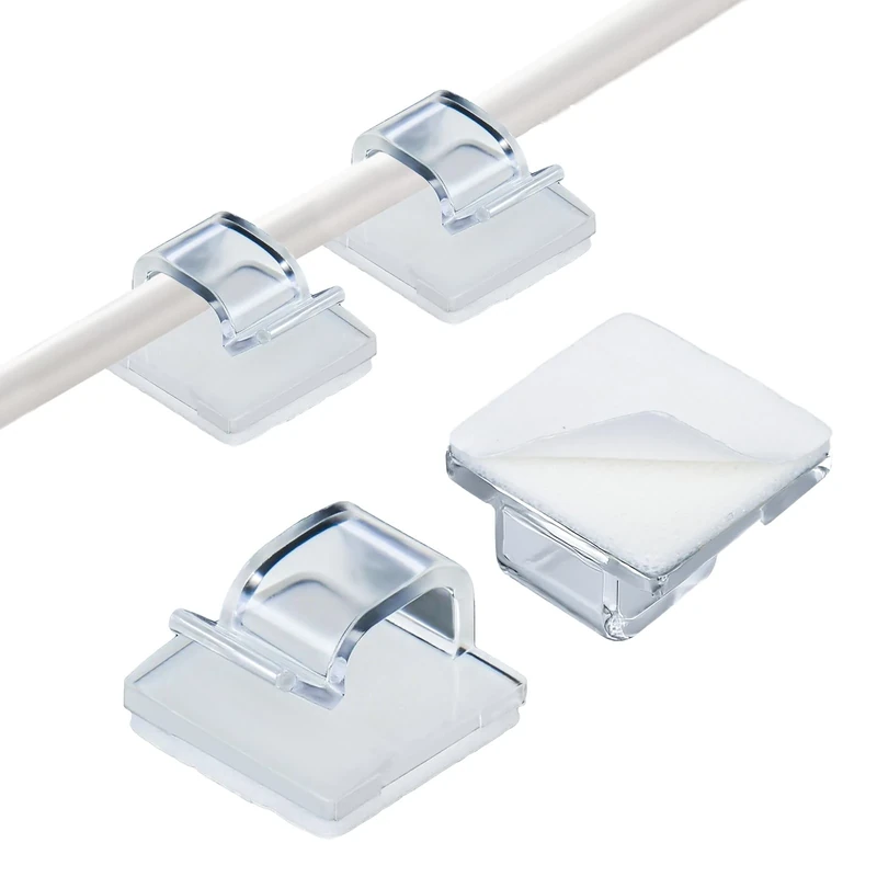 BOXOB 120pcs Mini Light Clips, Plastic Self-Adhesive Cable Clips for Outdoor Christmas String Lights Fairy Lights Wire Management at Home Office or Car (Transparent)