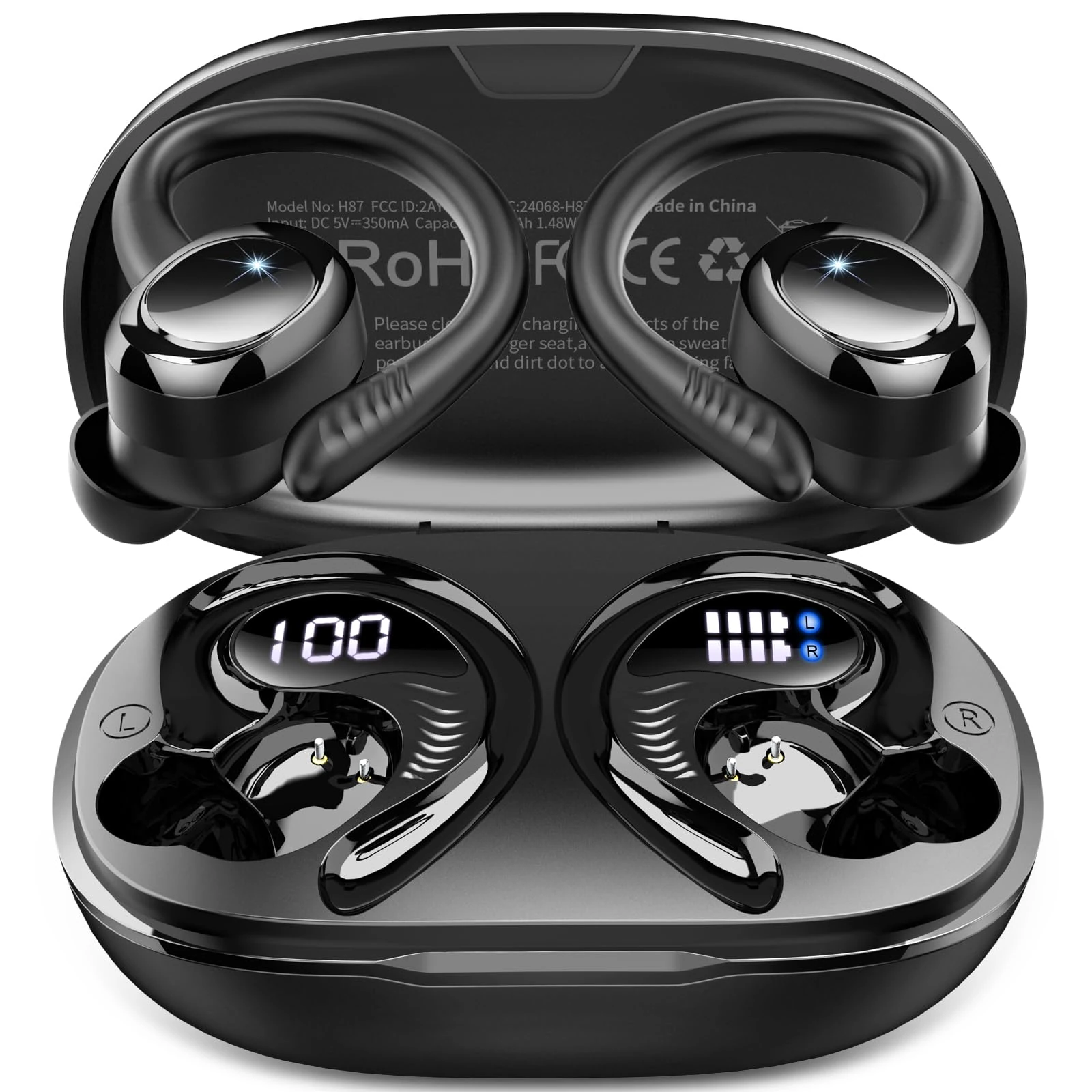 Wireless Earbuds Sport, 2025 3D-Stereo Bluetooth 5.4 Headphones Deep Bass Ear Buds, 4 ENC Noise Cancelling Mic Earphones Running, 50+Hrs USB-C IP-X7 Waterproof Headset Android iOS for Workout Gym