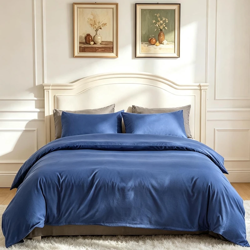 CLOTHKNOW Royal Blue Queen Comforter Set 3Pcs Blue Comforter Sets Soft All Season Comforter for Men Women