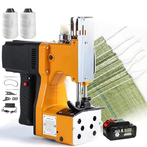 Cordless Electric Bag Closer Sewing Machine, Portable 36V with 2600mAh Battery, Includes 2 Sewing Threads for Rice, Sack, Woven, Paper, and Plastic Bags