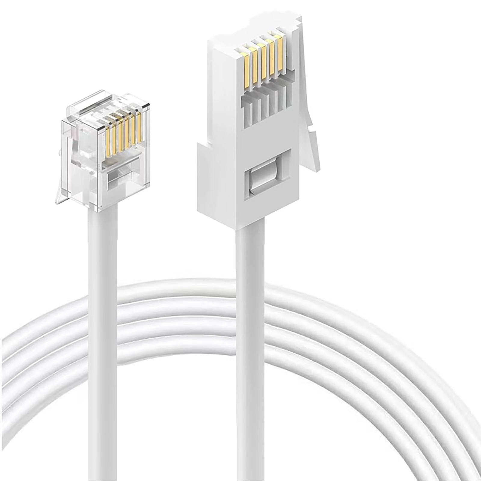 HAWAKA BT Telephone Cable, Male to Male Telephone Wire, BT Socket to Modem, Fax Machine, 6P6C Plug Landline Phones Cable for Home & Office