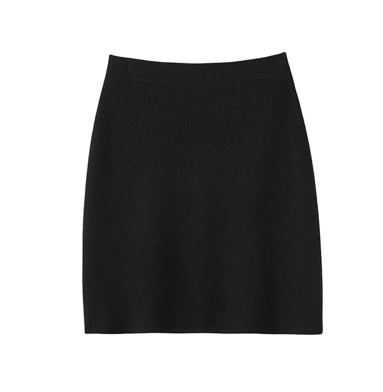 Women's Mini Cashmere Skirt A-Line with Back Slit and Pocket for Urban Style and Weekend Wear Skirts Black S