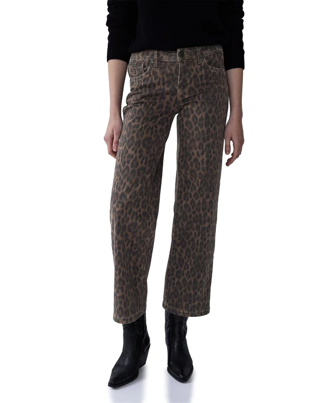 Street One Studio Women's 3817623 Wide Leg Jeans, Leo Print Washed, 30W x 30L - Image 1