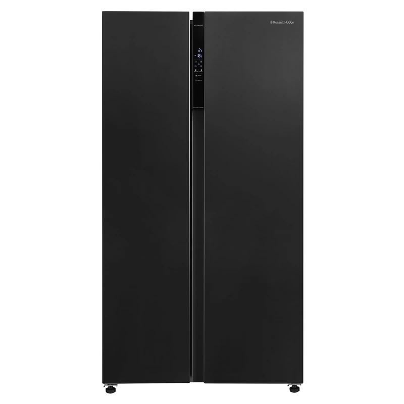 Russell Hobbs Freestanding American Fridge Freezer 442 Litre 70/30 in Dark Steel, Super Freeze Function 177cm Tall & 90cm Wide with 5 Glass Shelves and LED Display RH90AFF201DI
