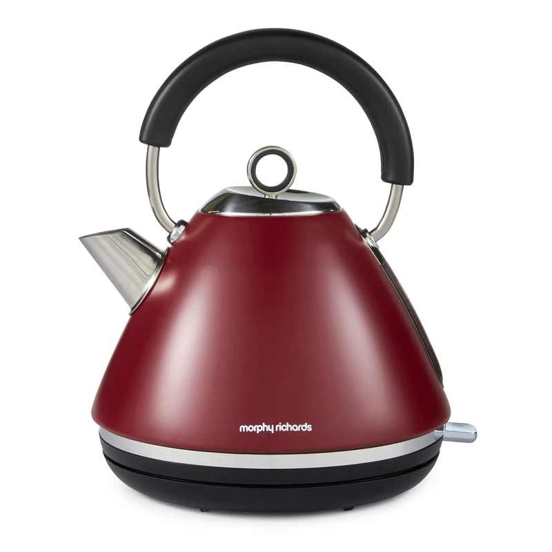 Morphy Richards Accents Pyramid Kettle, 1.5L, 3KW Rapid Boil, 360 Base, Removable Limescale Filter, Easy View Window, Ring Pull, Rhubarb, 102051