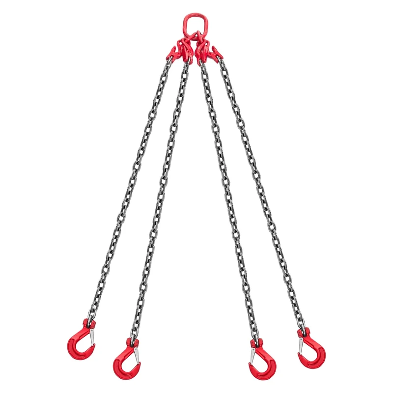 VEVOR Chain Sling, 10mm x 3 m Lifting Chains with 4 Leg Grab Hooks, Heavy Duty G80 Alloy Steel Lifting Sling, 10.4 Ton Capacity, Adjustable Engine Chain Hoist Lifts for Cargo Security Towing