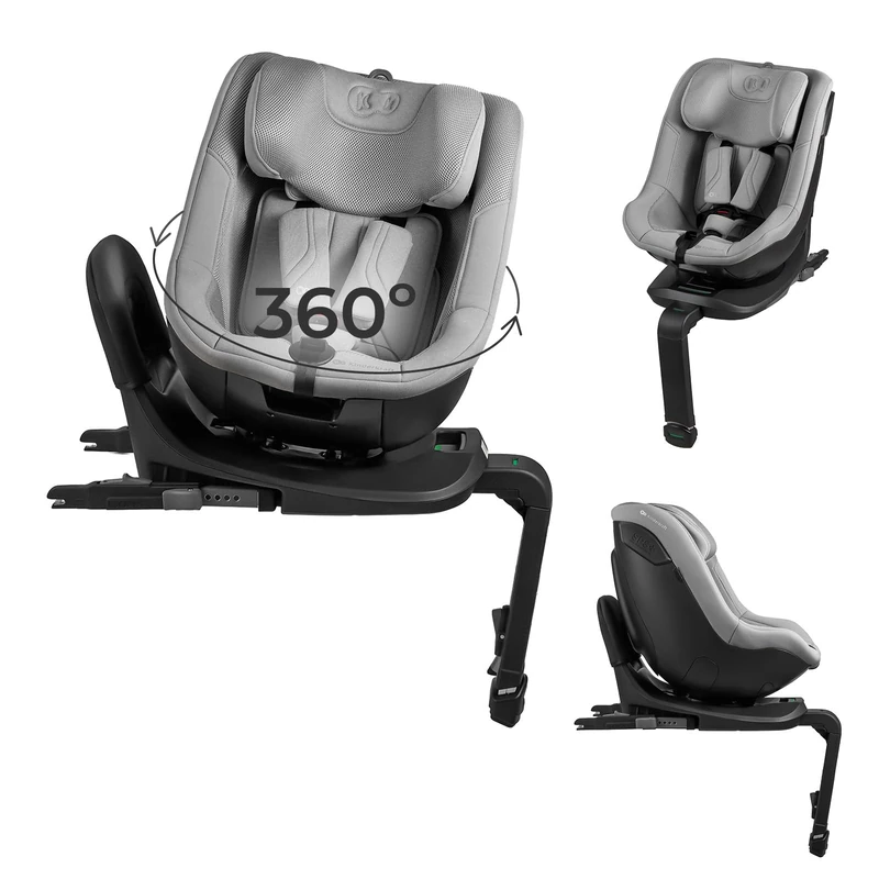 Kinderkraft I-Guard PRO i-Size Car Seat 61–105 cm, 360° Rotating, ISOFIX and Support Leg, 5-Point Harness, H-Guard System, SPS+, AIR Flow Fabric, Adjustable Backrest, Grey - Image 1