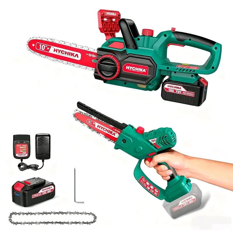 HYCHIKA Power Tool Combo Kit, Mini Chainsaw Cordless, 8 Inch Brushless Electric Chainsaw, 18V Cordless Chain Saws, 18V Battery, Charger, Hand Chiansaw for Tree, Garden, Wood Cutting
