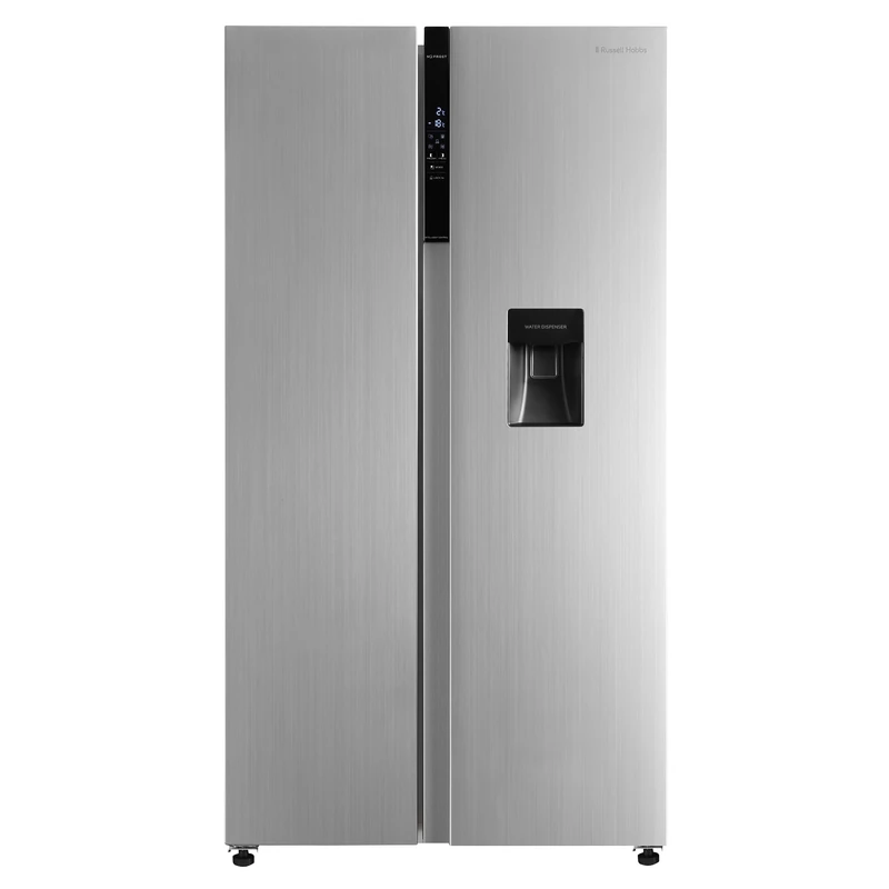 Russell Hobbs Freestanding American Fridge Freezer with Water Dispenser 442 Litre 70/30 in Stainless Steel, Super Freeze Function 177cm Tall & 90cm Wide with 5 Glass Shelves RH90AFF201SS-WD
