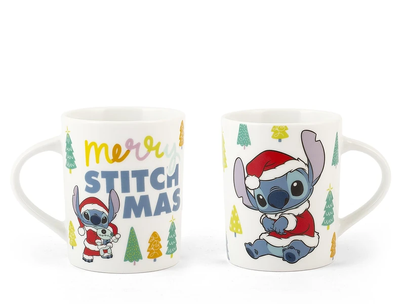 H&H Home Set of 6 Porcelain Mugs - Stitch Christmas Decoration, 330 ml - Christmas Mugs with Assorted Designs - Ideal for Tea, Coffee and Hot Chocolate - Image 1