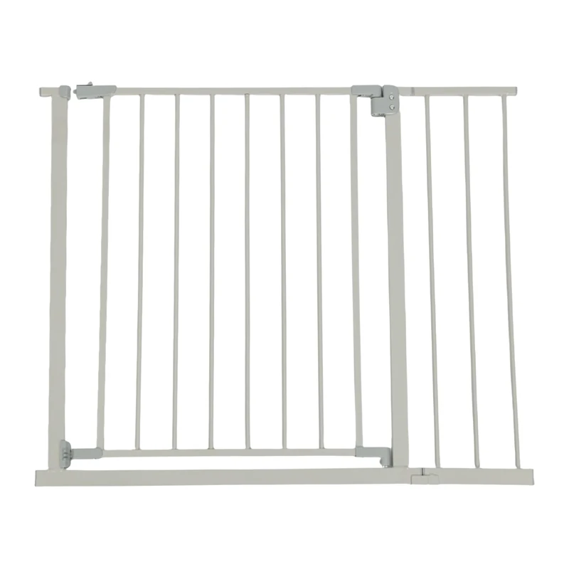 Relaxdays safety, 95, drilling required, for babies & toddlers, stairs & doorways, clamp-on gate, grey, Plastic, Iron, 76 cm (H) x 100 cm (W) x 1 cm (D)