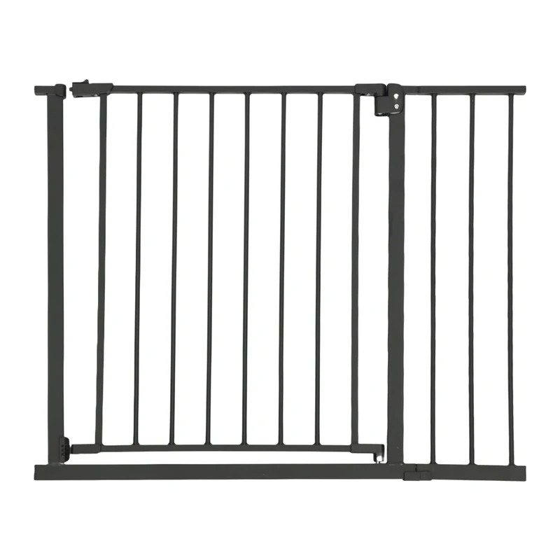 Relaxdays safety, 95–100 cm, no drilling required, for babies & toddlers, stairs & doors, clamp-on gate, black, Plastic, Iron, 75-100 cm