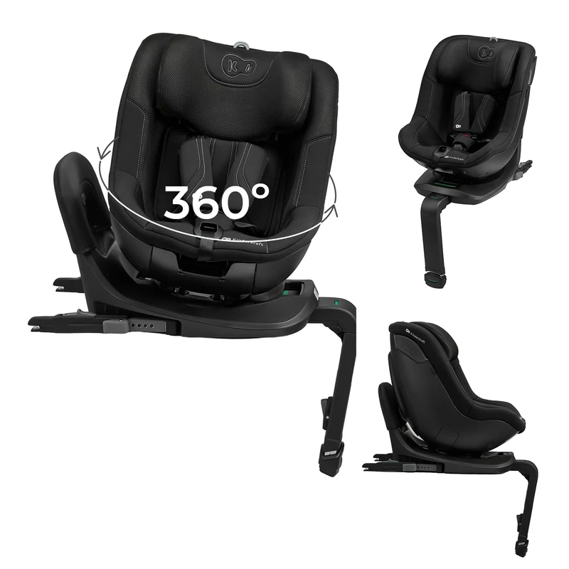 Kinderkraft I-Guard PRO i-Size Car Seat 61–105 cm, 360° Rotating, ISOFIX and Support Leg, 5-Point Harness, H-Guard System, SPS+, AIR Flow Fabric, Adjustable Backrest, Black