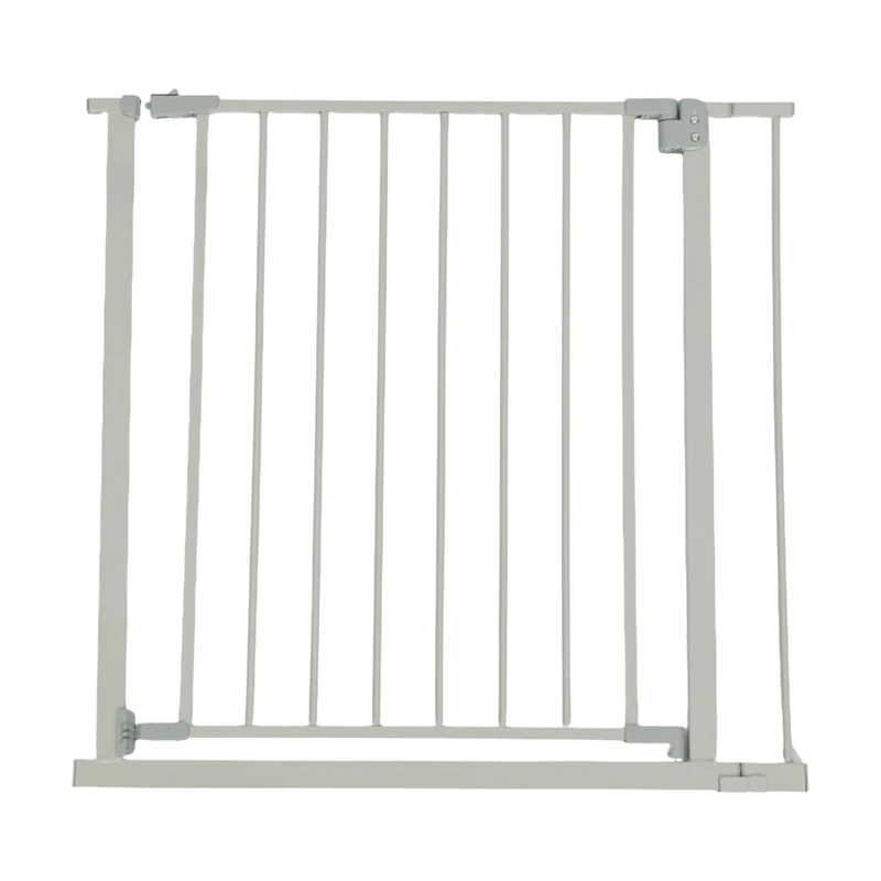 Relaxdays gate, 82–87 cm, no drilling, for babies & toddlers, stairs & doorways, pressure-mounted, grey, Plastic, Iron, Height: 76 cm, Width: 82-87 cm