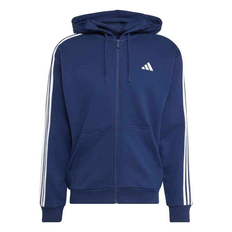 adidas Men's Essentials 3-Stripes French Terry Full-Zip Hoodie Sweatshirt, team navy blue 2/white, XS