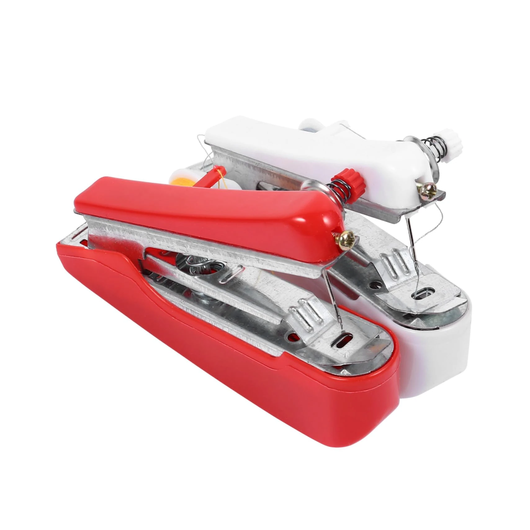 Alipis 2Pcs Mini Handheld Sewing Machine Portable Manual Stitcher for Travel and Home Use Lightweight Handy Tool for Clothing Silk Jeans Repair Suitable for Beginners and DIY Crafts