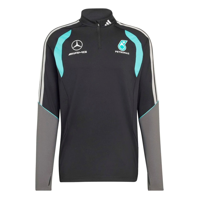 adidas Men's Mercedes - Amg Petronas Formula 1 Team Mechanics Quarter Zip Sweatshirt, black/grey two, XXL