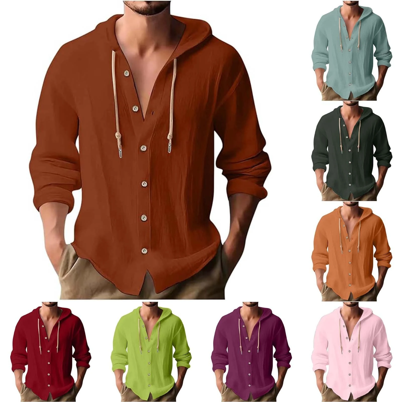 Lightweight Hoodie Mens Thin Cotton Mens Holiday Hoodie Quick Dry Beach Hoodies Plain Hooded Sweatshirt Button Down Blouse Tops Drawstring Hooded Jumpers Long Sleeve Outdoor Hoodies