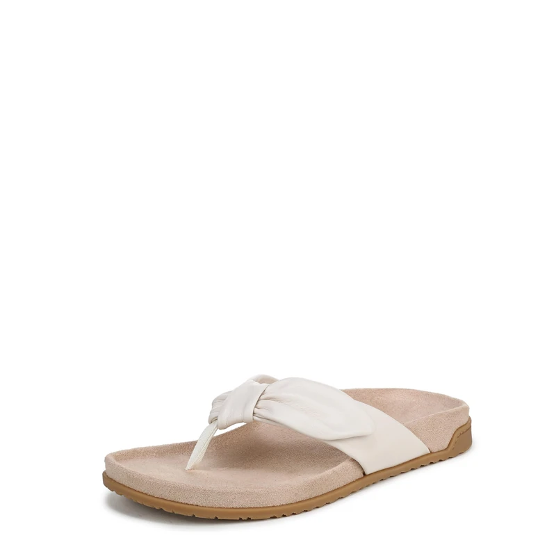 Vionic Women's Eva Flat Sandals, Sea Salt Cream Leather, Wide Fit, UK 3