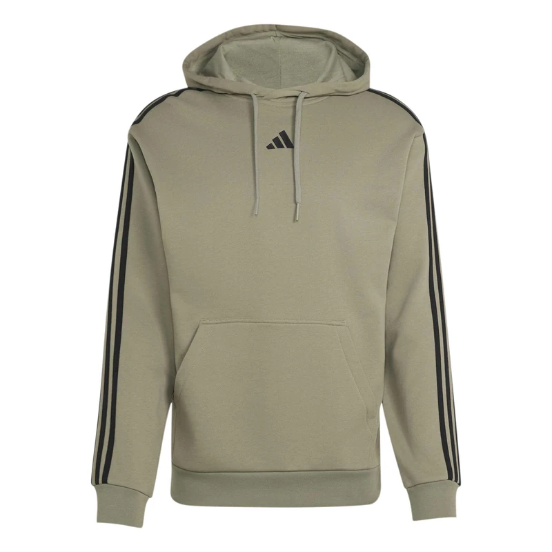 adidas Men's Essentials 3-Stripes French Terry Hoodie Sweatshirt, silver pebble/black, S
