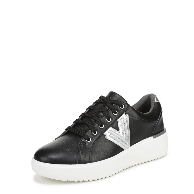 Vionic Women's Kearny Lace 2.0 Lace-Up Trainers, Black Nappa Metallic, Medium Fit, UK 6.5