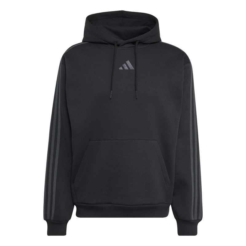 adidas Men's Essentials 3-Stripes Fleece Hoodie Sweatshirt, black/carbon, S