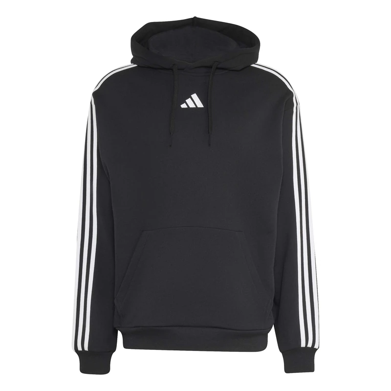 adidas Men's Essentials 3-Stripes French Terry Hoodie Sweatshirt, black/white, XL