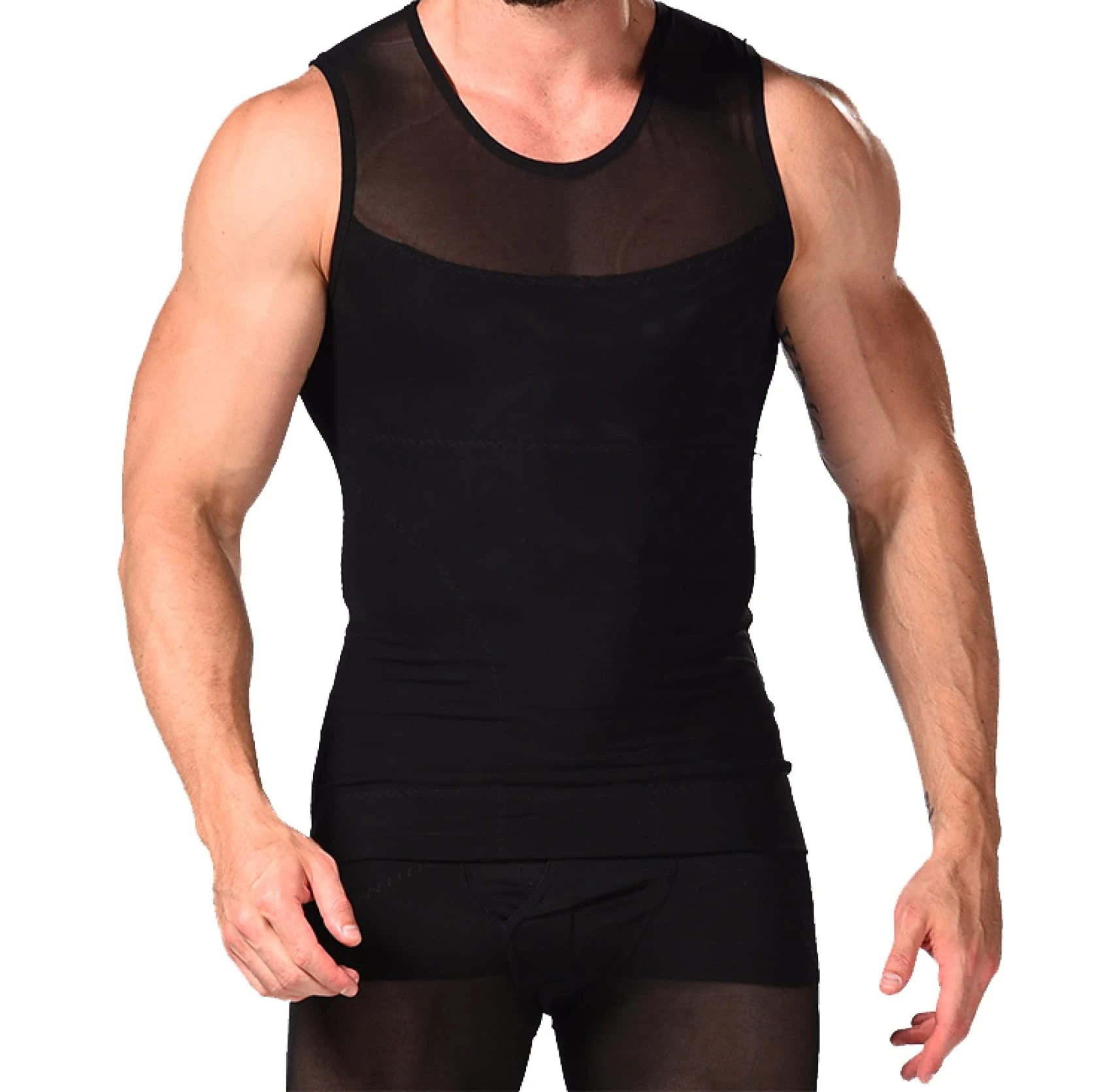 vormgevend body shaper-vest voor heren - trainershirts met strakke taille - elastisch tummy control-hemd mouwloos