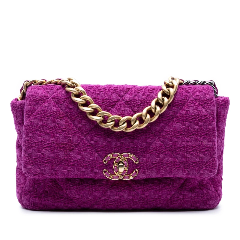 Chanel Pre-Loved Large Tweed 19 Flap Handbag