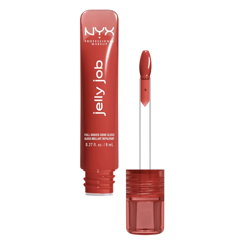 NYX Professional Makeup Jelly Job Peptide Lip Gloss, High-Shine Glassy Finish, Volumizing Peptide Complex & Cherry Oil, 16 Shimmer & Pure-Shine Shades, Shade: Jelly Filled