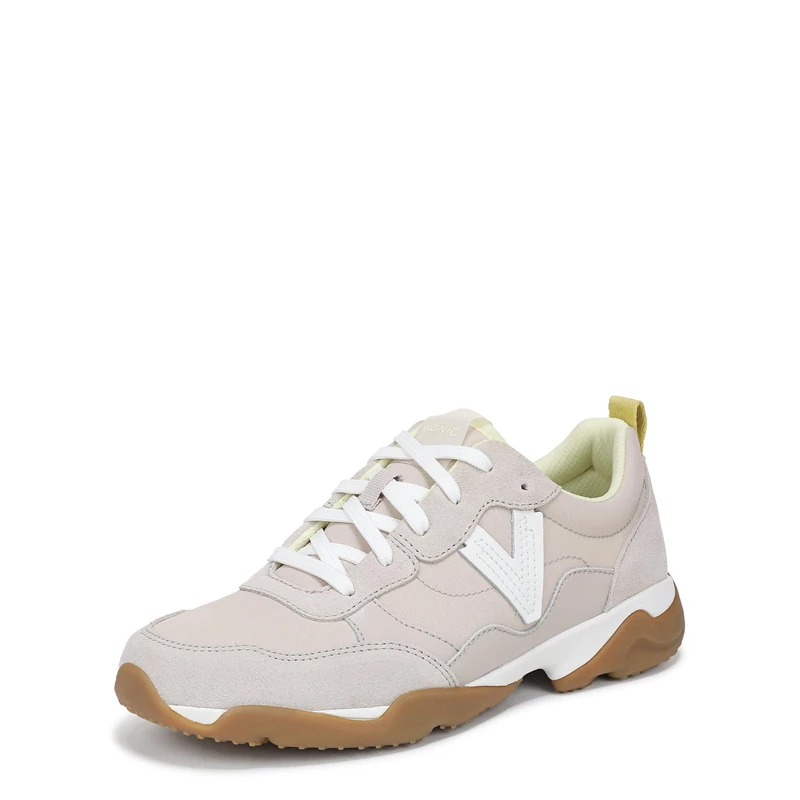 Vionic Women's Walk Slim Glide Lace-Up Trainers, Grey Nylon Leather, Wide Fit, UK 6