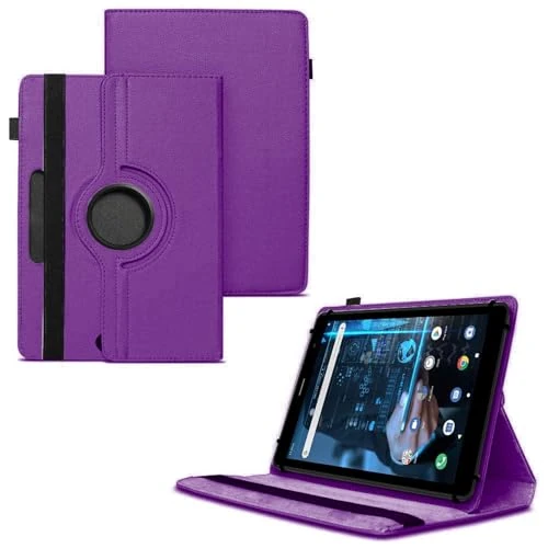 World biz Universal 8 inch Tablet Case, PU Leather Stand Case Folio Cover 360° Rotating Case Fits for All 8.0" Inch Samsung, Lenovo, Acer, Huawei, Sony, iPad, Toshiba Android Tablets (Purple)