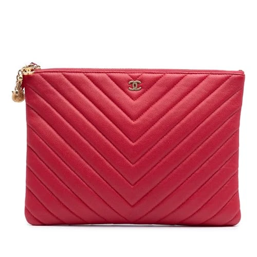 Pre-Loved Medium Chevron Caviar Ancient Greek Charms O Case Clutch