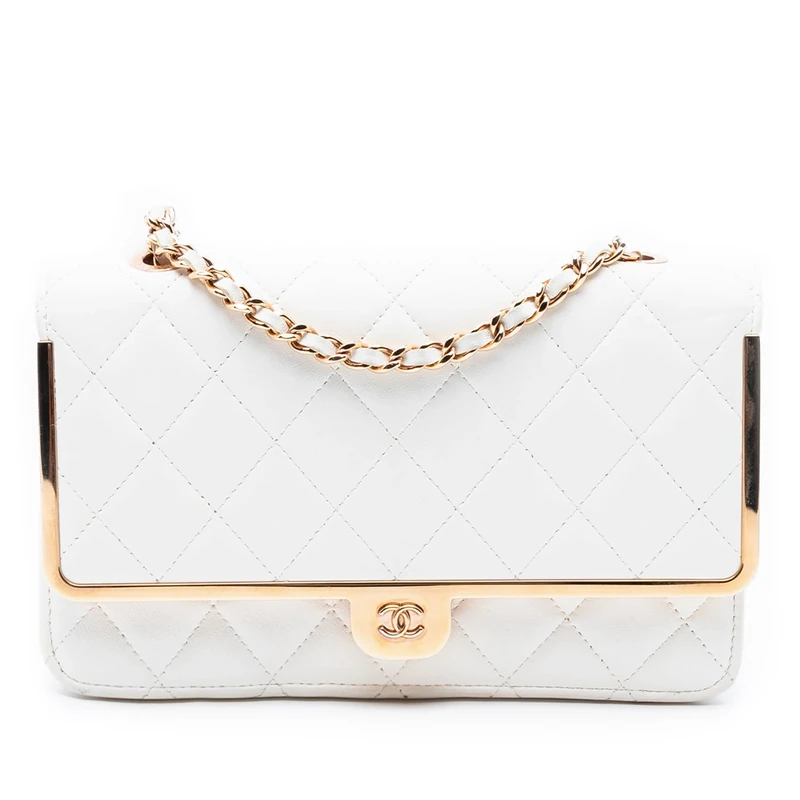 Chanel Pre-Loved CC Quilted Lambskin Frame Wallet On Chain Handbag Crossbody Bag