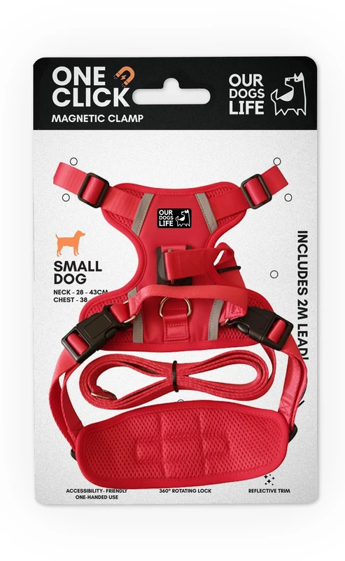 Magnetic Dog Harness & 2M Lead Set | One-Hand Easy Lock Harness for All Dogs | Reflective, Breathable, No-Pull Design with 360° Swivel Buckle | SGS Tested Strong & Safe