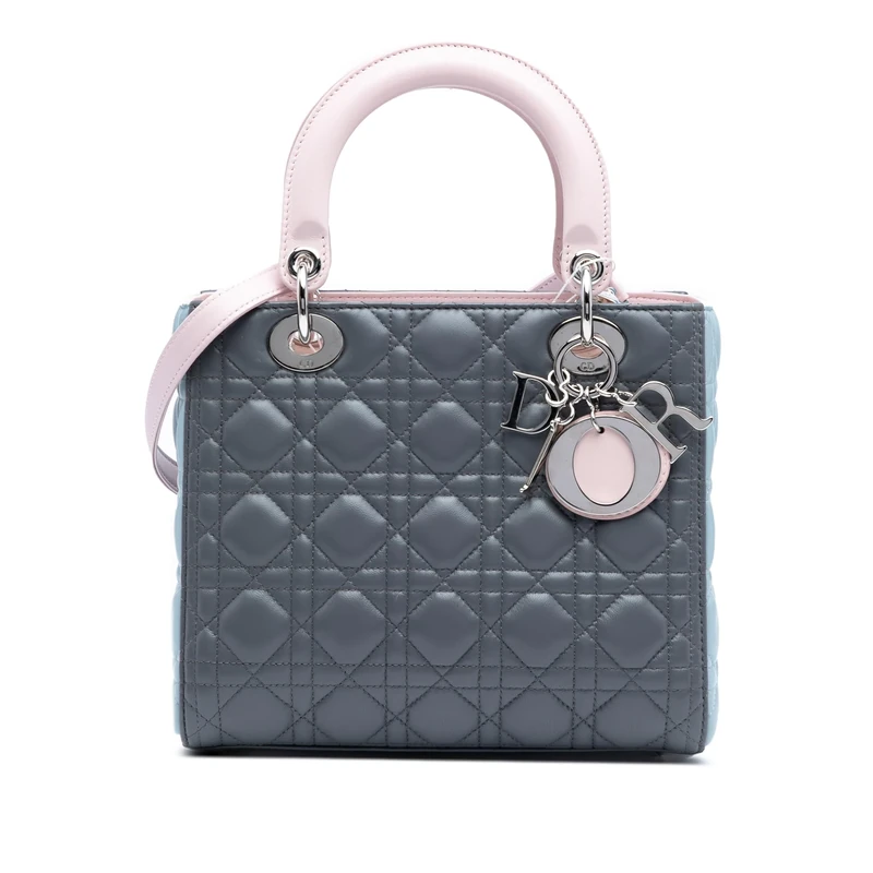 Dior Pre-Loved Medium Tricolor Lambskin Cannage Lady Handbag