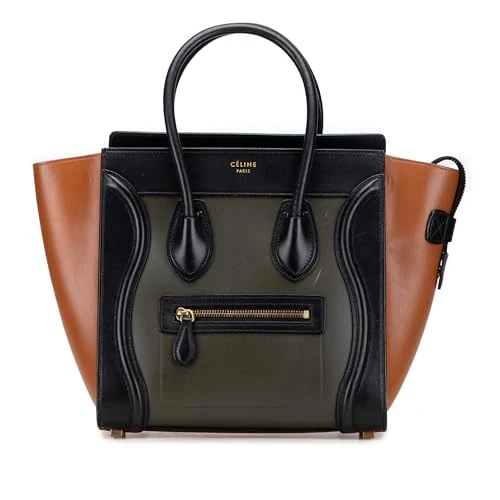 Celine Pre-Loved Micro Tricolor Leather Luggage Tote