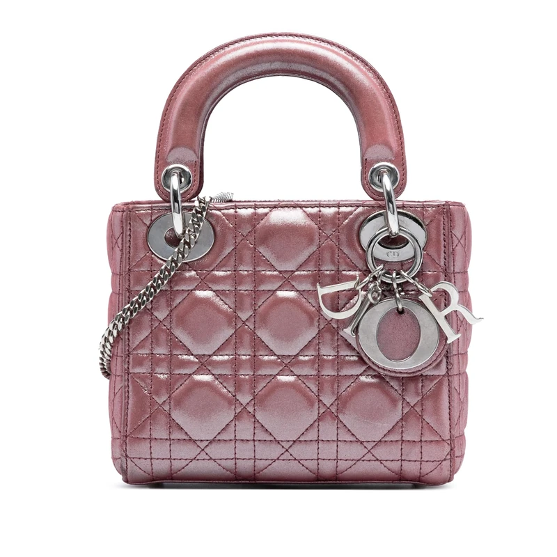 Dior Pre-Loved Mini Iridescent Lambskin Cannage Lady Handbag