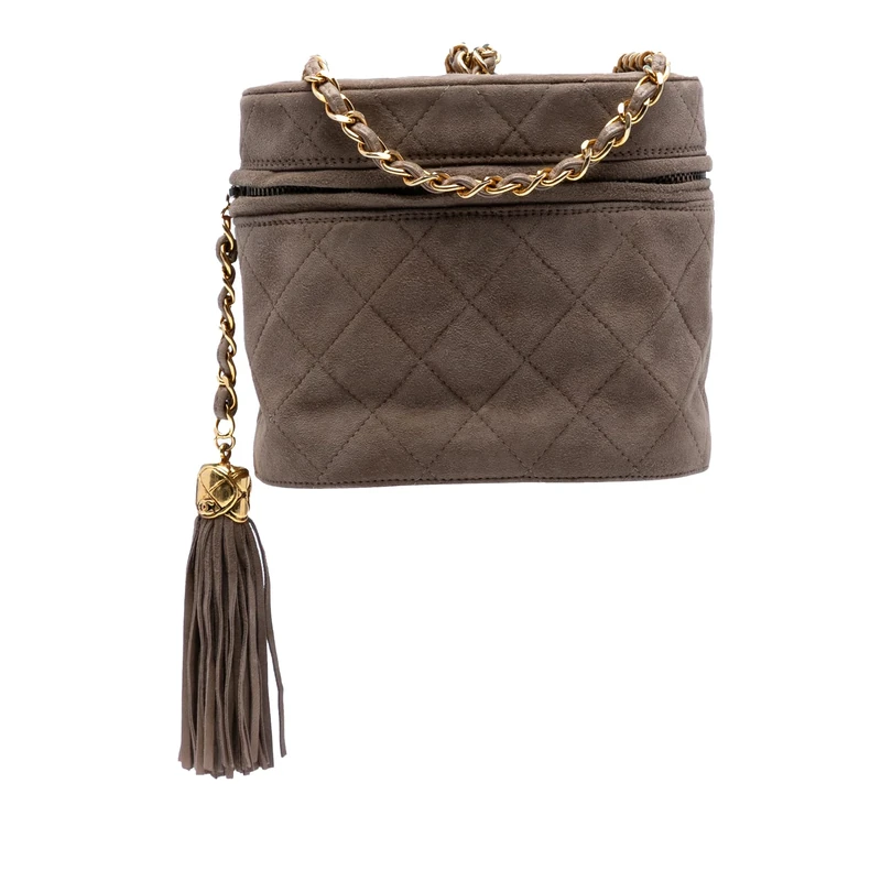 Chanel Pre-Loved Quilted Suede Tassel Vanity Bag Crossbody